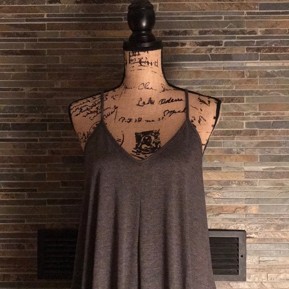 Grey Spaghetti Strap V-Neck Line Cami Maxi Dress - Picture 3 of 4